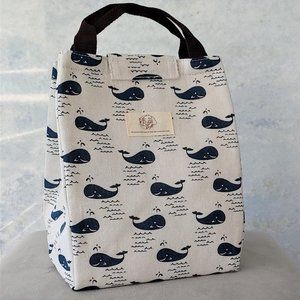 Canvas Whale Pattern Cooler Bag / Lunch Bag